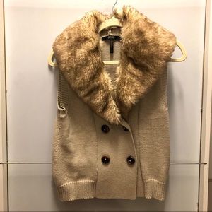 BCBG Paris Detachable Fur Vest XXS